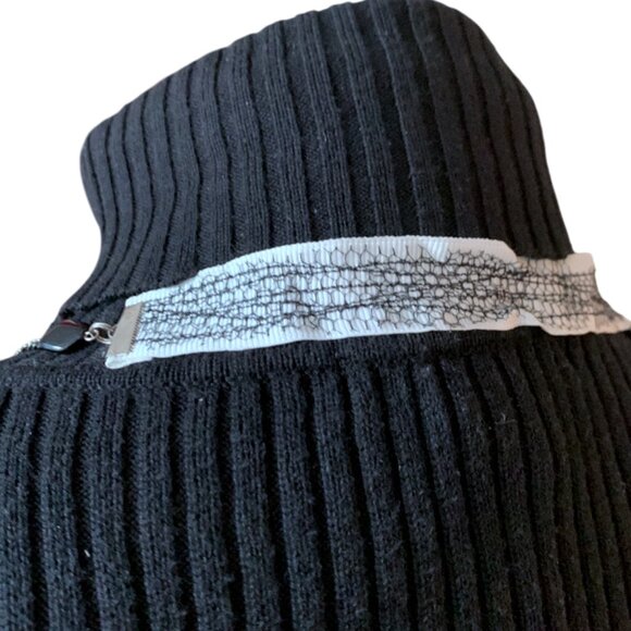 💀 Handmade - Skull long necklace - ruban beads fabric - black white - Picture 6 of 9